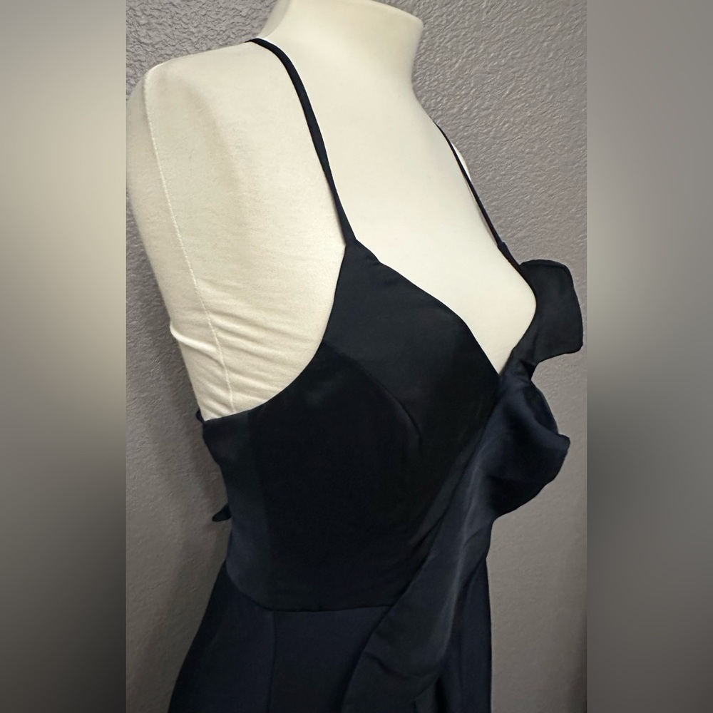 Lulus Stylish Grace Navy Blue Lace Up Ruffled Backless Maxi Formal Dress S, NEW - Picture 8 of 14